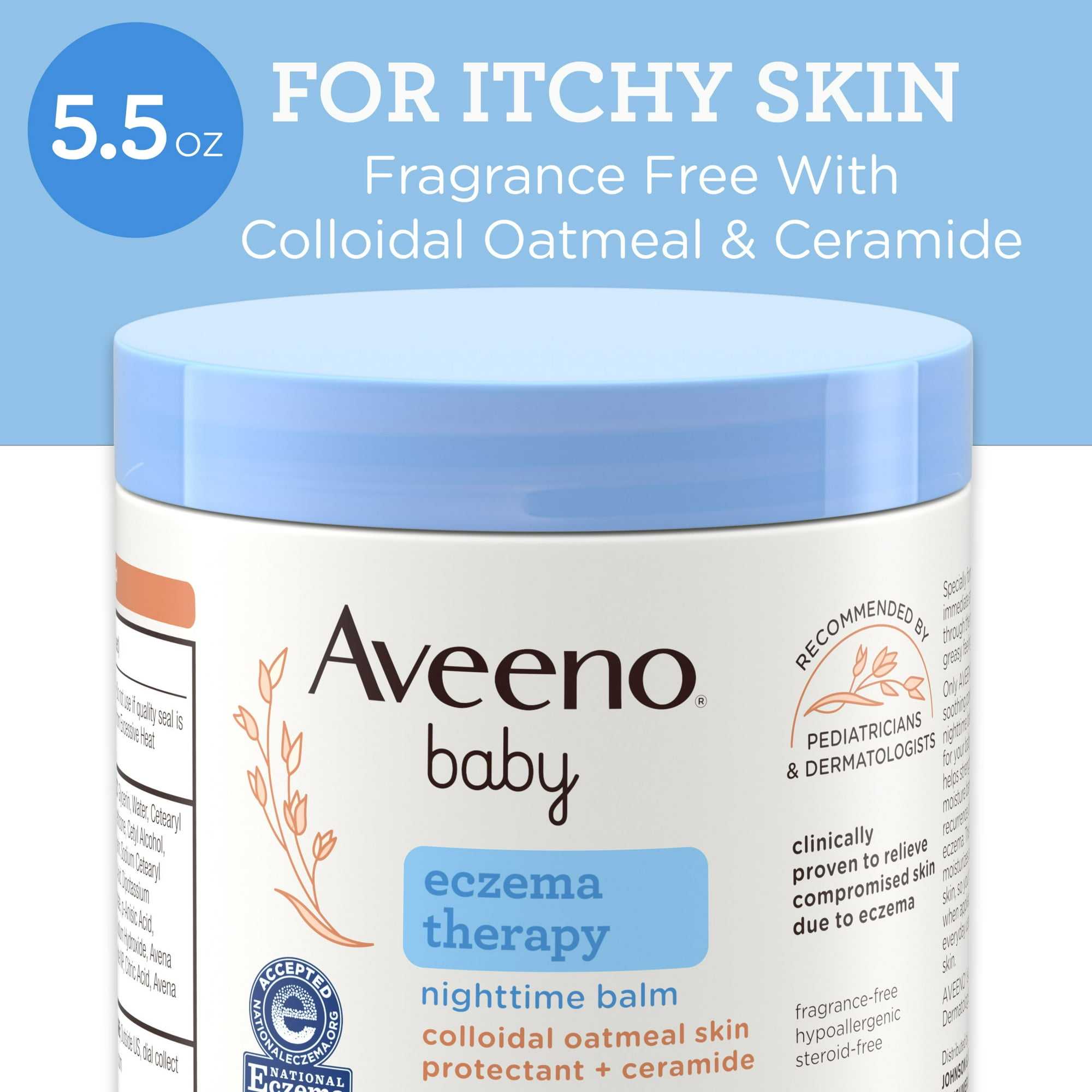 Aveeno Baby Eczema Therapy Nighttime Balm, Colloidal Oatmeal, 5.5 oz