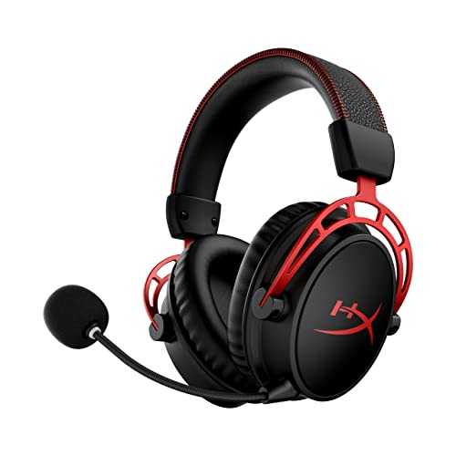 HyperX Cloud Alpha Wireless - Gaming Headset for PC, 300-hour battery life, DTS Headphone:X Spatial Audio, Memory foam, Dual Chamber Drivers, Noise-canceling mic, Durable aluminum frame,Red