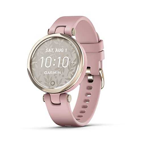 Garmin Lily™ Stylish Small Smartwatch, Bright Touchscreen Display and Patterned Lens, Cream Gold and Dust Rose, Silicone Band