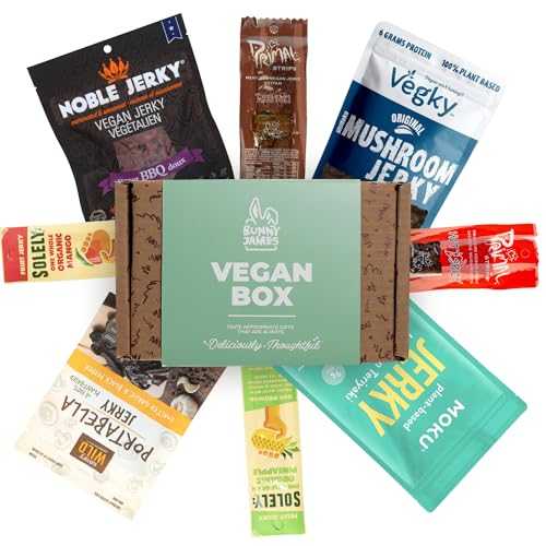 Vegan Jerky Sampler Gift Box Father's Day Gift : Vegan and Vegetarian Meatless Plant-Based Jerkies Made from Jackfruit, Seitan, Soy, and Fruit