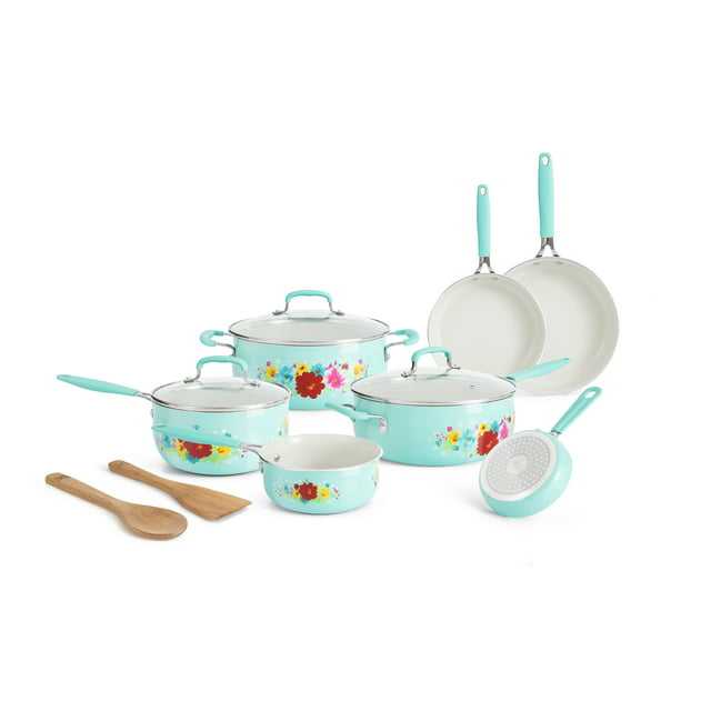 The Pioneer Woman Classic Ceramic Breezy Blossom Cookware Set