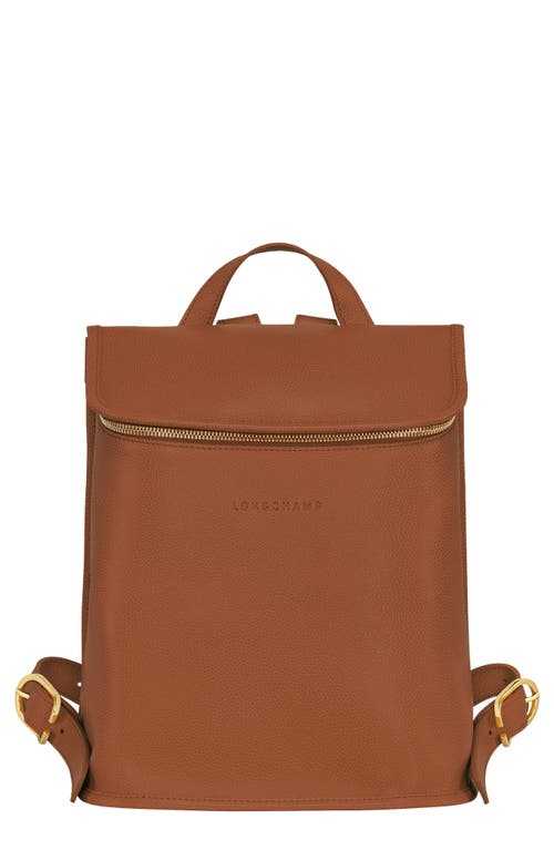 Longchamp Compact Le Foulonné Leather Backpack in Caramel at Nordstrom