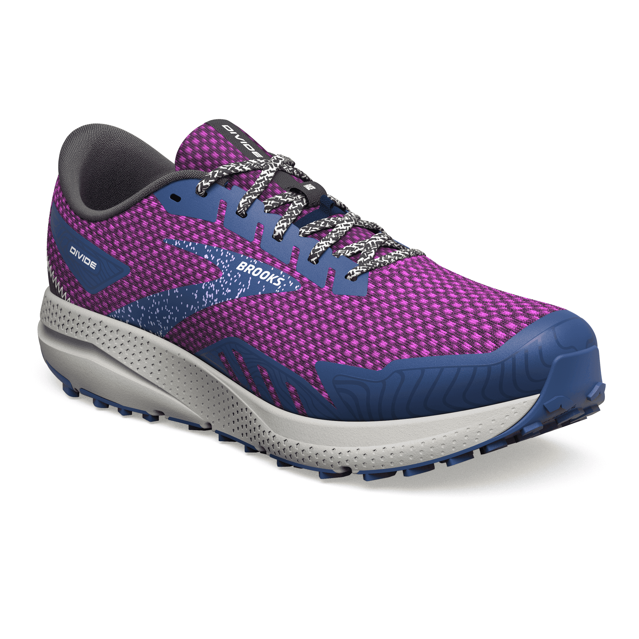 Brooks Running, Women's Brooks Divide 4 Trail Running Shoes, Purple/Navy/Oyster