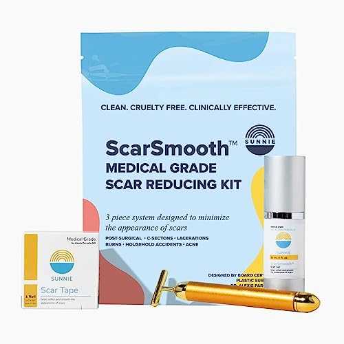 SUNNIE ScarSmooth™ Pro Scar Reducing Kit - Incl. Advanced Scar Gel 30ML, Medical Grade Silicone Scar Tape (1.6" x 60") & 24K Gold Vibrating Beauty Bar for Fading Post-Surgery, C-Section and Burn Scars
