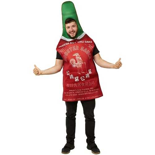 Single Condiment Food Costume - Slip On Halloween Costume for Women and Men - One Size Fits All - Hot Sauce Bottle