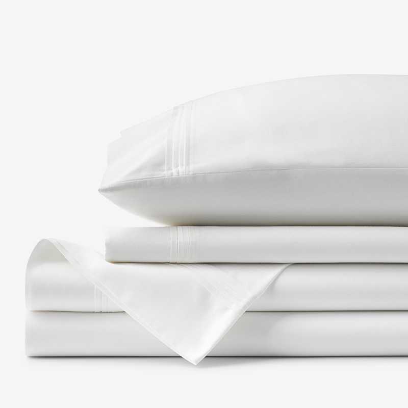 Premium Smooth Egyptian Cotton Sateen Bed Sheet Set - White, Size Queen | The Company Store