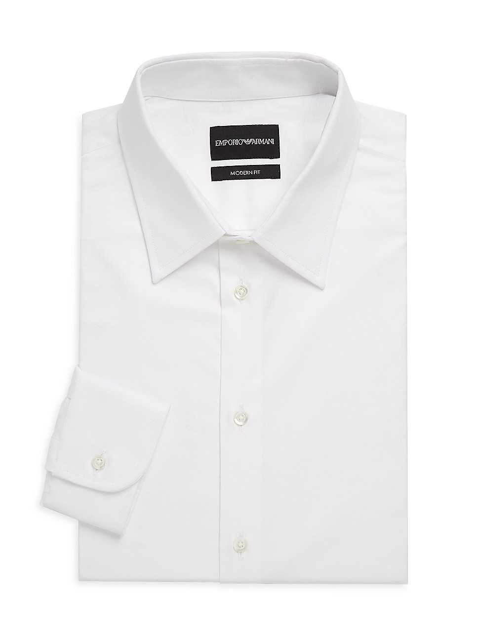 Men's Modern-Fit Solid Dress Shirt - White - Size 15