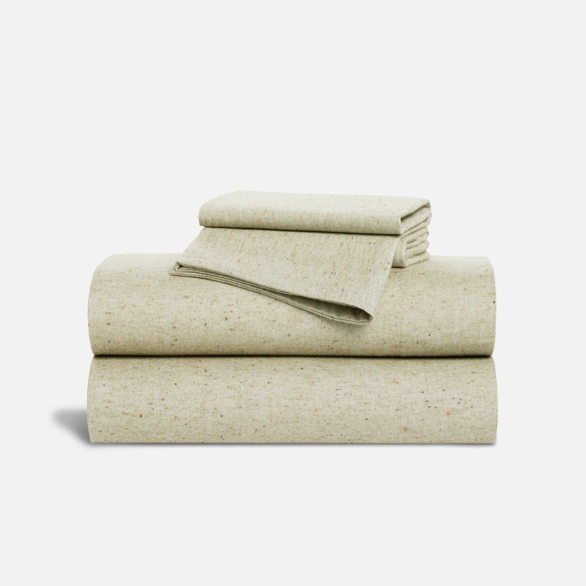 Brooklinen Brushed Flannel Core Sheet Set size Full in Speckled Moss