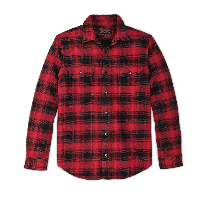 Mens Orange & Black Buffalo Plaid Flannel Shirt - Cotton Extra