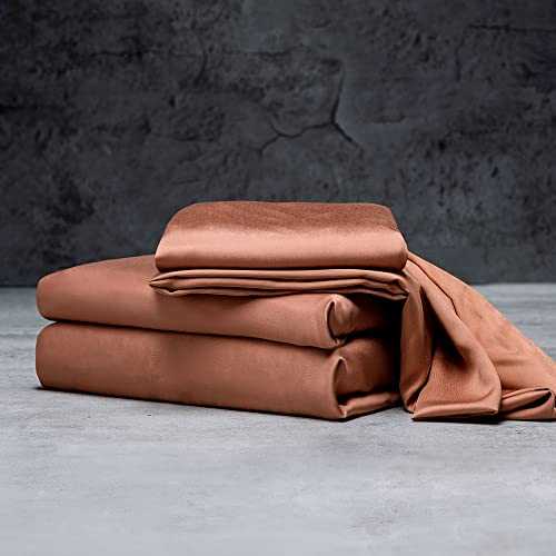 LUXOME Luxury Sheet Set | 100% Rayon (Viscose) from Bamboo | Full Size - Terracotta | Deep Pockets | 4-Piece Set (Fitted, Flat, 2 Pillowcases)