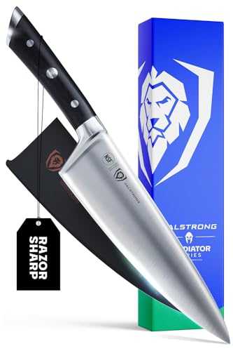DALSTRONG Chef Knife - 8 inch Blade - Gladiator Series ELITE - Forged HC German Steel Chef's Knife - Razor Sharp Kitchen Knife - Professional Full Tang Knife - Black G10 Handle - Sheath -NSF Certified