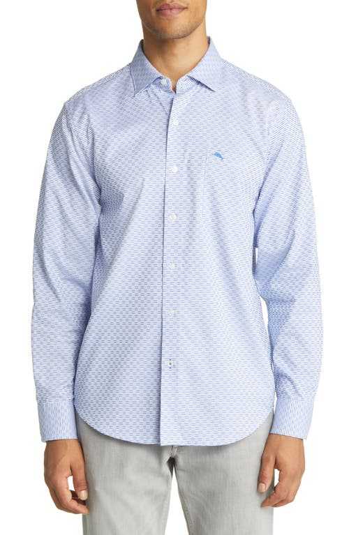 Tommy Bahama Men's Sarasota Stretch Ventura IslandZone Stripe Stretch Button-Up Shirt in Blues at Nordstrom, Size Small