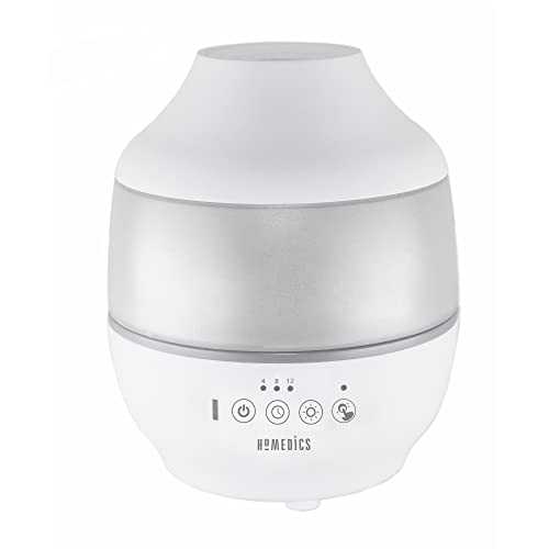 Homedics TotalComfort Humidifier – Large Air Humidifiers for Bedroom, Plants, Office – Cool Mist, Essential Oil Pads and Built-In Timer, 7-Color Night-Light, 2 Mist Settings, White