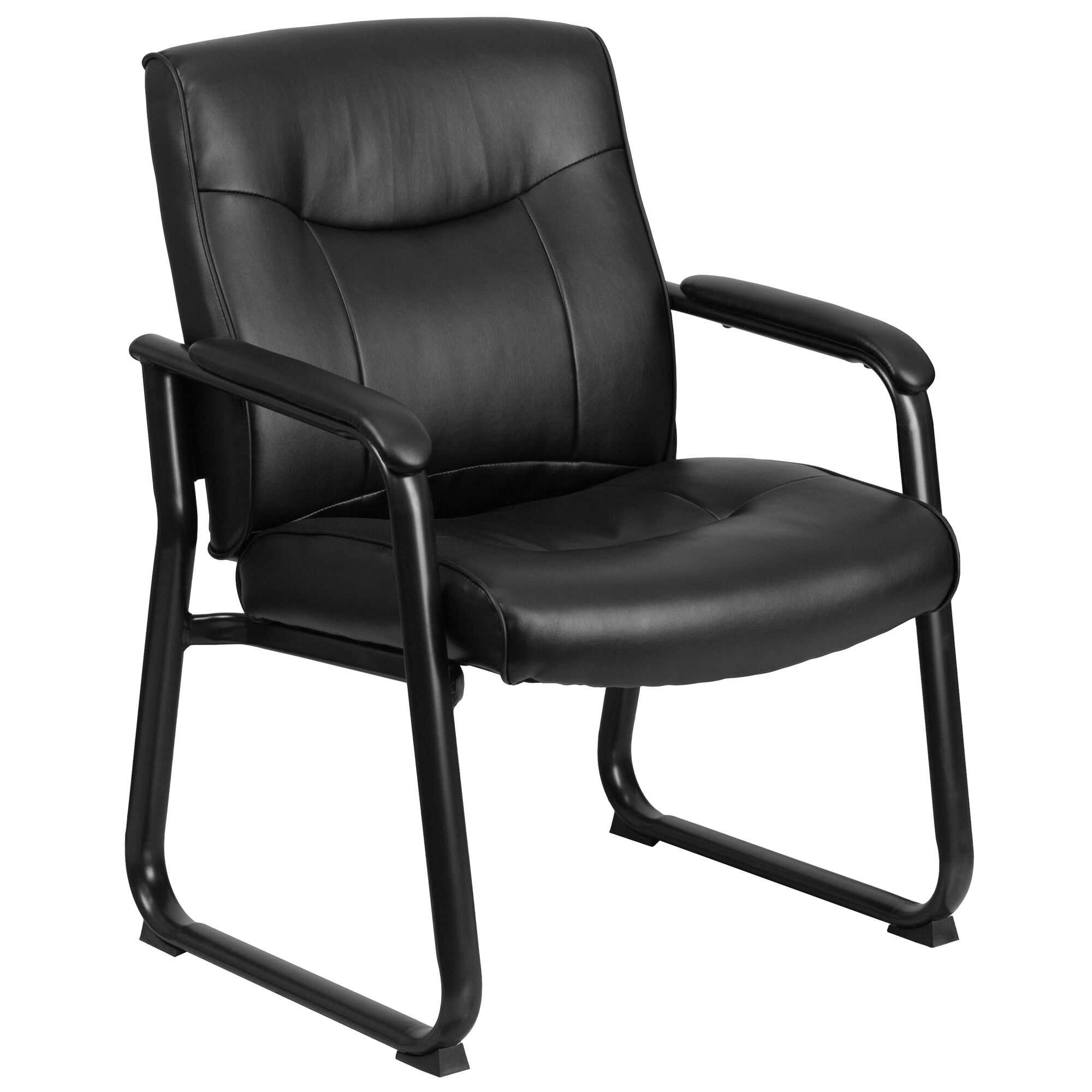 Flash Furniture HERCULES Series Big & Tall 500 lb. Rated Black LeatherSoft Executive Side Reception Chair with Sled Base, GO-2136-GG