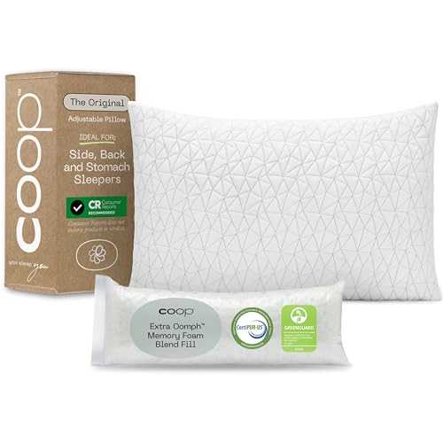 Coop Home Goods Original Adjustable Pillow, Queen Size Bed Pillows for Sleeping, Cross Cut Memory Foam Pillows - Medium Firm Back, Stomach and Side Sleeper Pillow, CertiPUR-US/GREENGUARD Gold