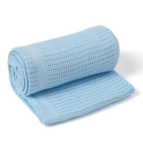 Clair de Lune Cot Bed/ Cot Extra Soft Cotton Cellular Blanket (Blue)