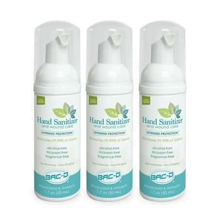 BAC-D Alcohol Free Hand Sanitizer and Wound Care 1.7 oz. (Pack of 3)