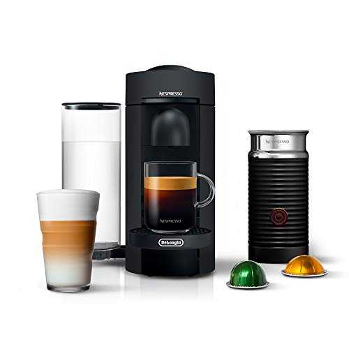 Nespresso VertuoPlus Deluxe Coffee and Espresso Machine by De'Longhi with Milk Frother, 5 ounces, Matte Black