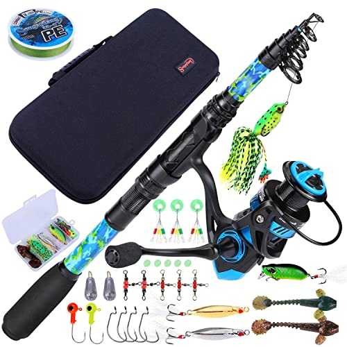 Sougayilang Fishing Rod and Reel Combos with Telescopic Fishing Pole Spinning Reels Fishing Carrier Bag for Travel Saltwater Freshwater Fishing