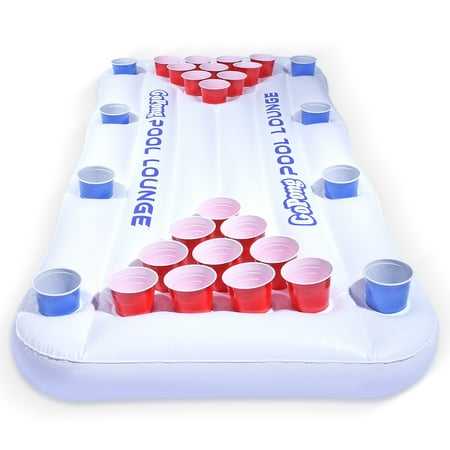 GoPong Pool Lounge 6 Inflatable Beer Pong Pool Float Table Game White