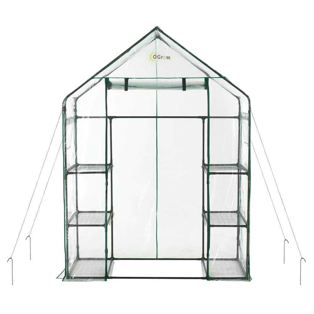 OGROW Machrus Deluxe Walk-In Greenhouse with 3 Tiers and 6 Shelves - Clear Cover