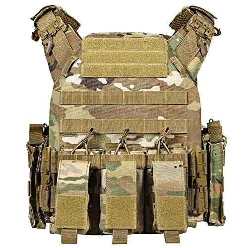 GFIRE Tactical Vest Quick Release Lightweight Vest Adjustable Breathable Weighted Vest for Training, Camouflage, Mens