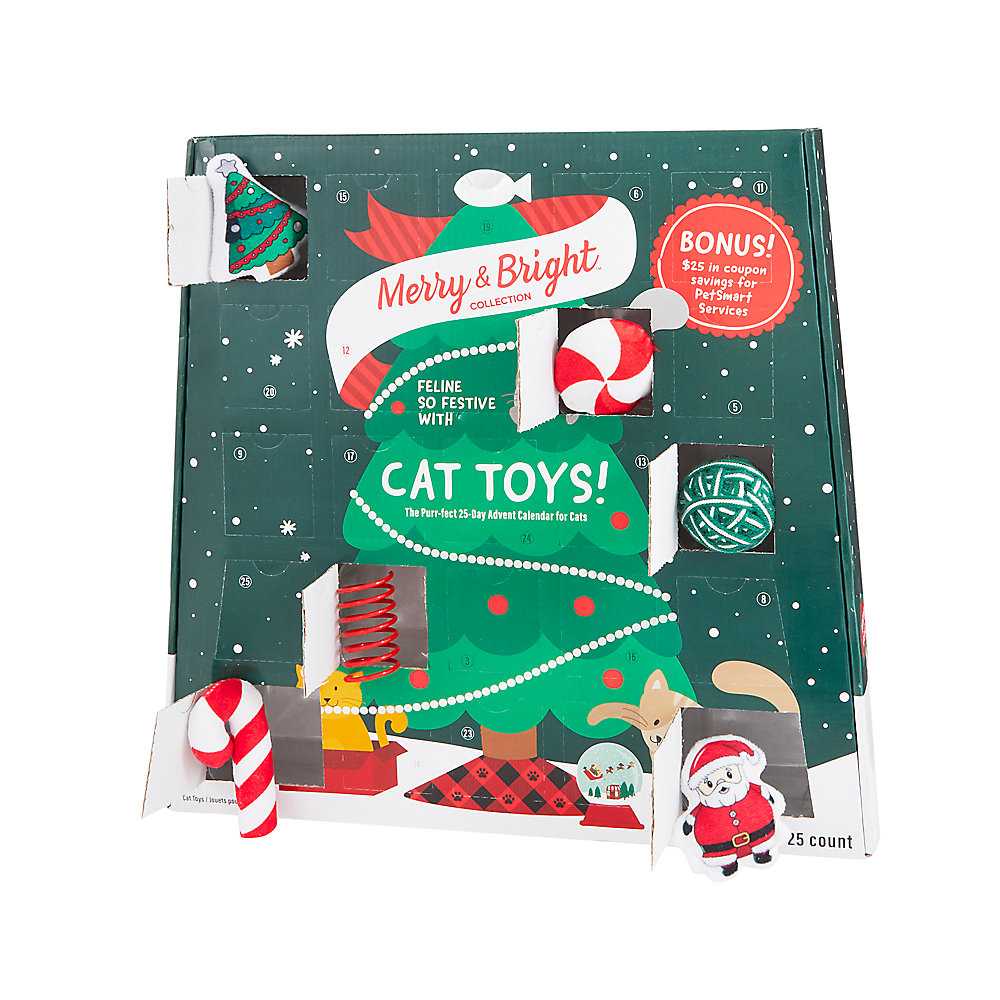 Merry & Bright™ Holiday Cat Advent Calendar with 25 Holiday-Themed Cat Toys