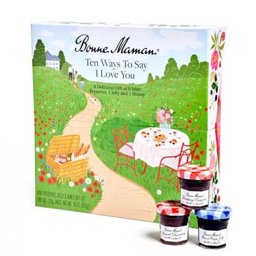 Bonne Maman "Ten Ways to Say I Love You", 9 Mini Fruit Spreads and 1 Honey