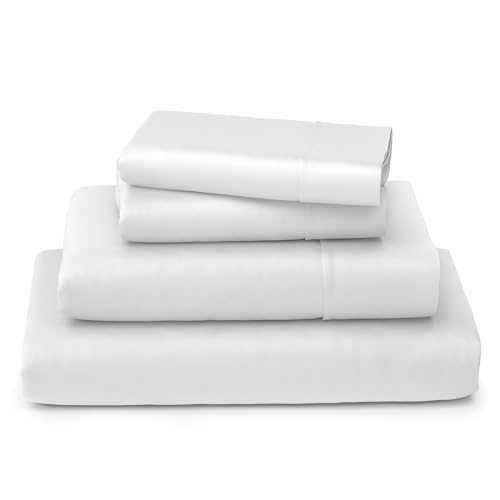 Cosy House Collection Luxury Bamboo Sheets - Blend of Rayon Derived from Bamboo - Cooling & Breathable, Silky Soft, 16-Inch Deep Pockets - 4-Piece Bedding Set - Queen, White