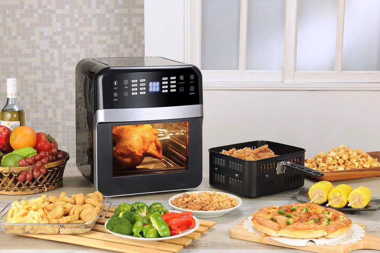 black and white modern multifunctional air fryer toaster oven
