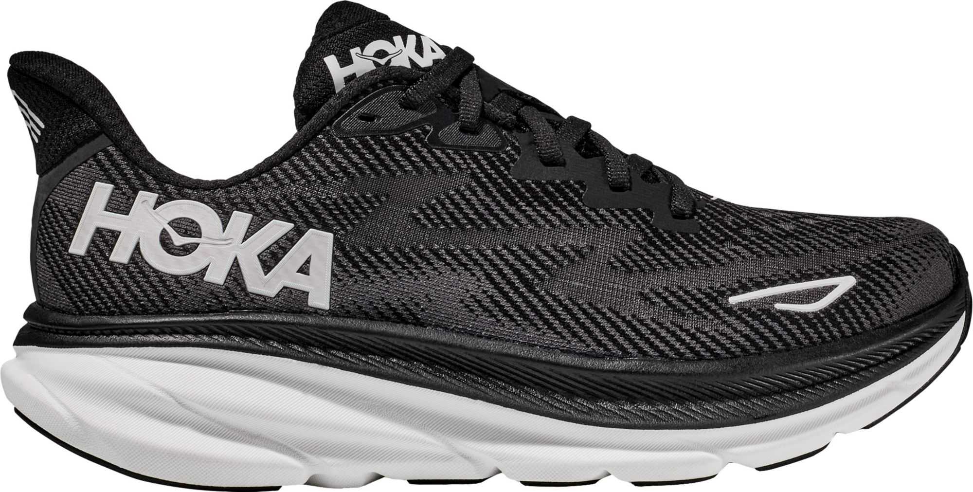 HOKA Women's Clifton 9 Running Shoes, Size 5, Black/White