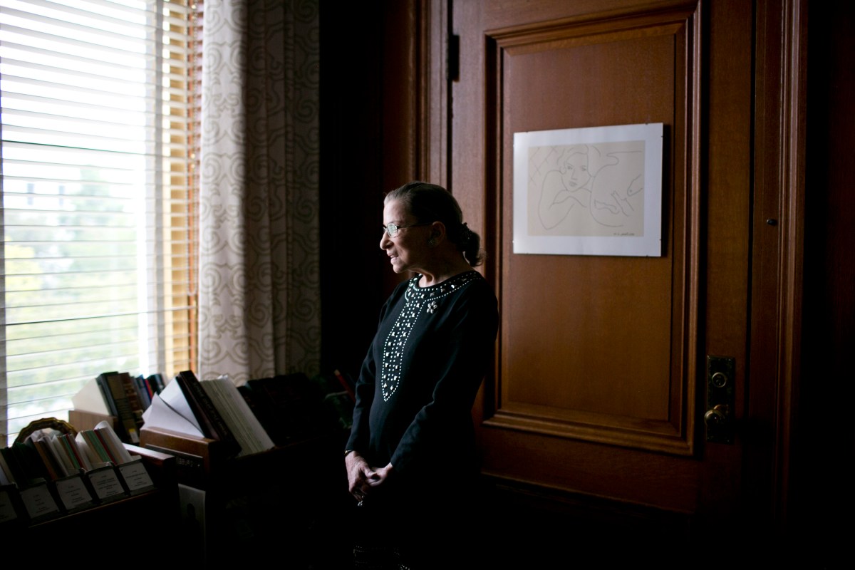 Justice Ruth Bader Ginsburg in her chambers in Washington.