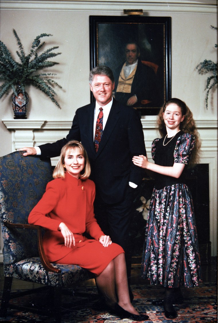 The Clintons pose for a family portrait on June 1991.