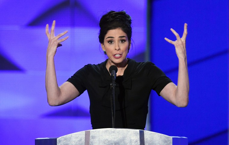 Actress Sarah Silverman speaks during the first day of the Democratic National Convention on July 25, 2016 at the Wells Fargo Center, Philadelphia.