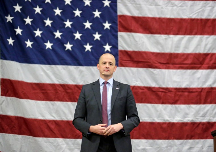 Independent candidate Evan McMullin speaks during a rally, on Oct. 21, 2016, in Draper, Utah.