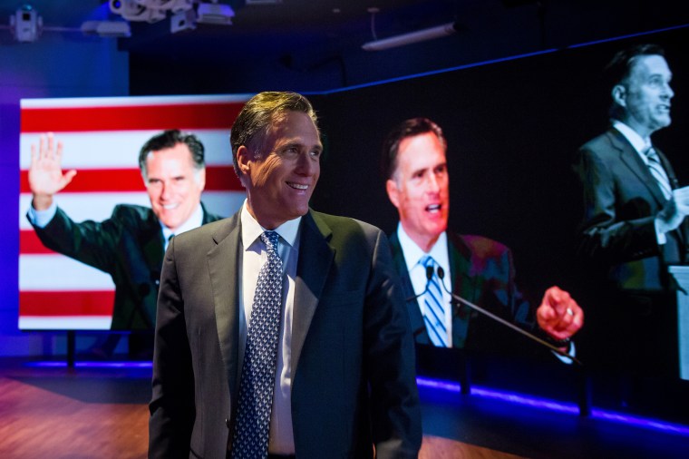 Mitt Romney exits following a Bloomberg Television interview, on March 4, 2016, in New York.