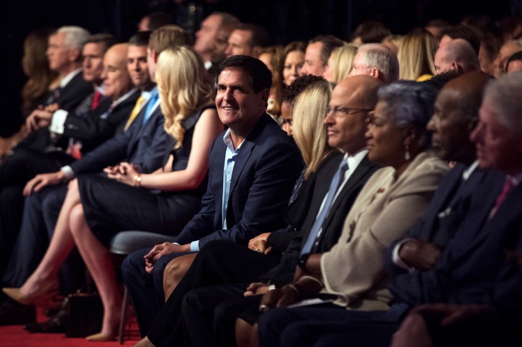 Mark Cuban sits in the audience before the first presidential debate between Hillary Clinton and Donald Trump at Hofstra University, on Sept. 26, 2016, in Hempstead, N.Y.