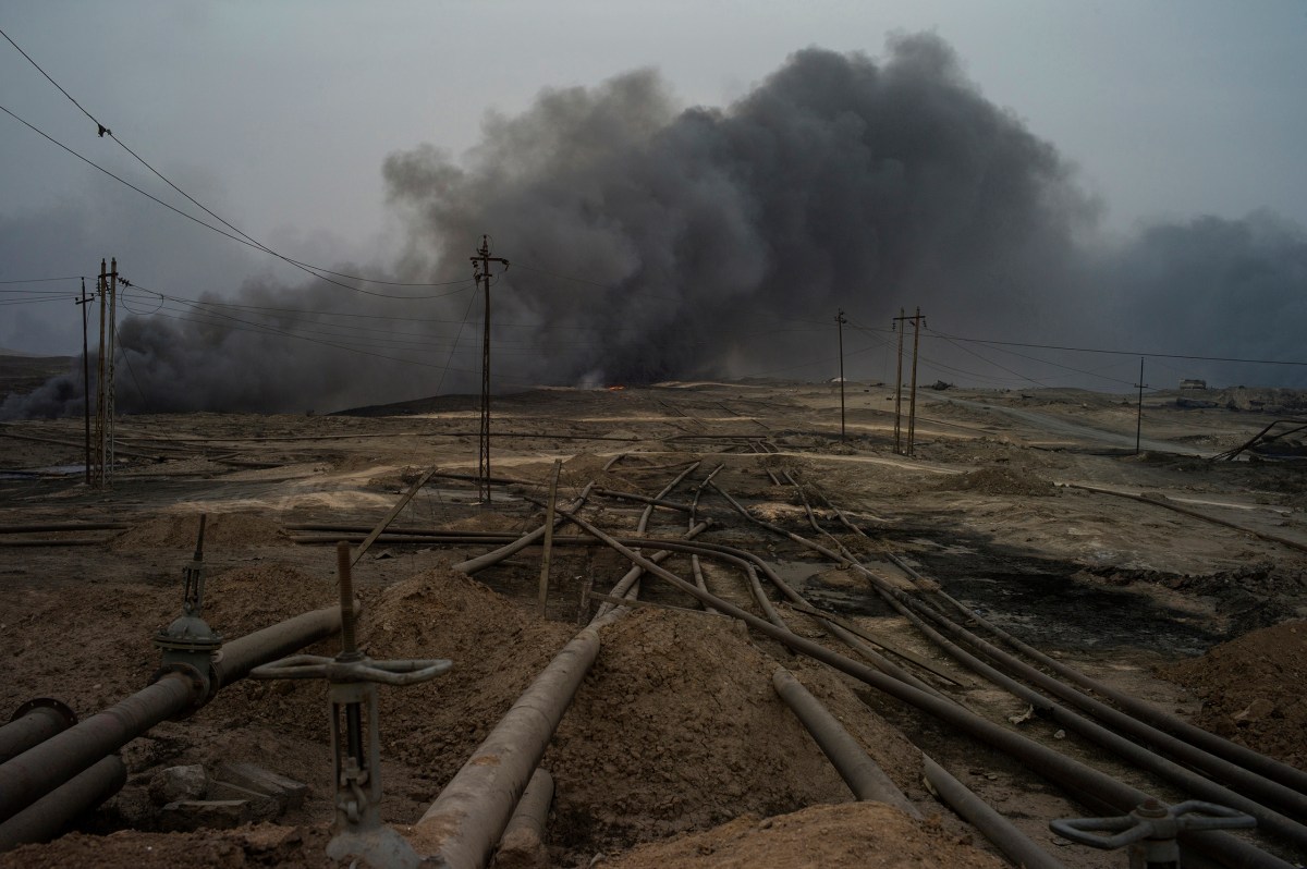 The pipelines at the oilfield in Qayyarah, which were used by ISIS for two years since 2014.
