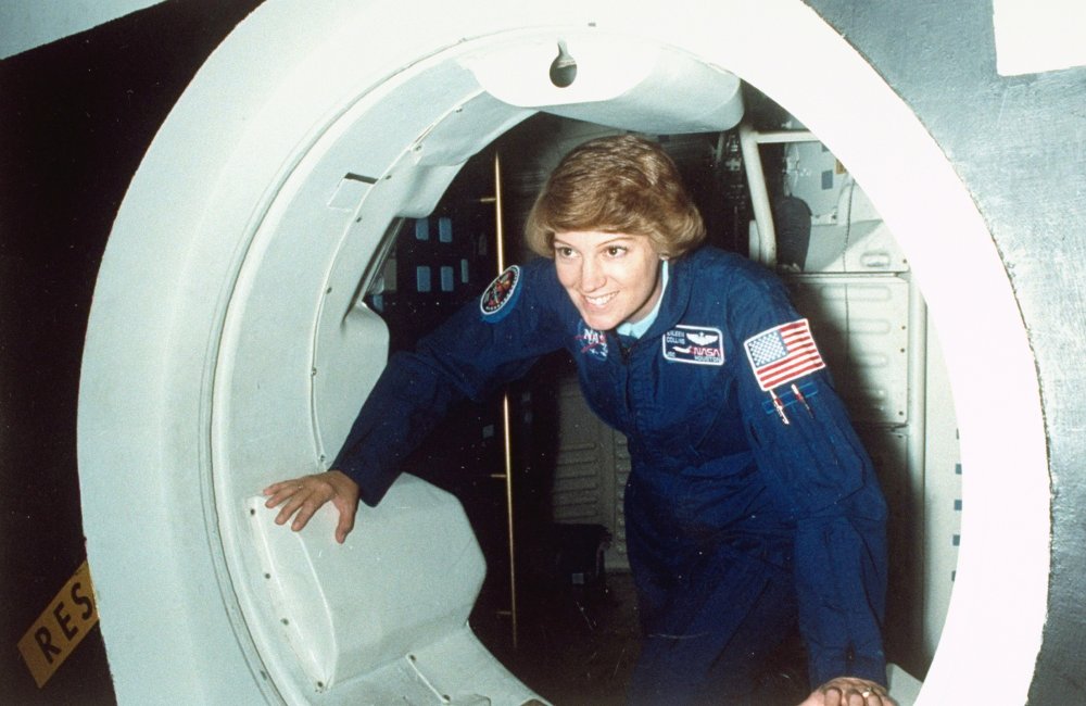 Eileen Collins, a then STS-114 mission commander, at the Space Vehicle Mockup Facility at the Johnson Space Center, in Nov, 2002.
