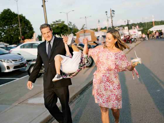 Ryan, with wife Andrea and son Brady, leaves an Italian festival in Youngstown, Ohio, on JulyÂ 21