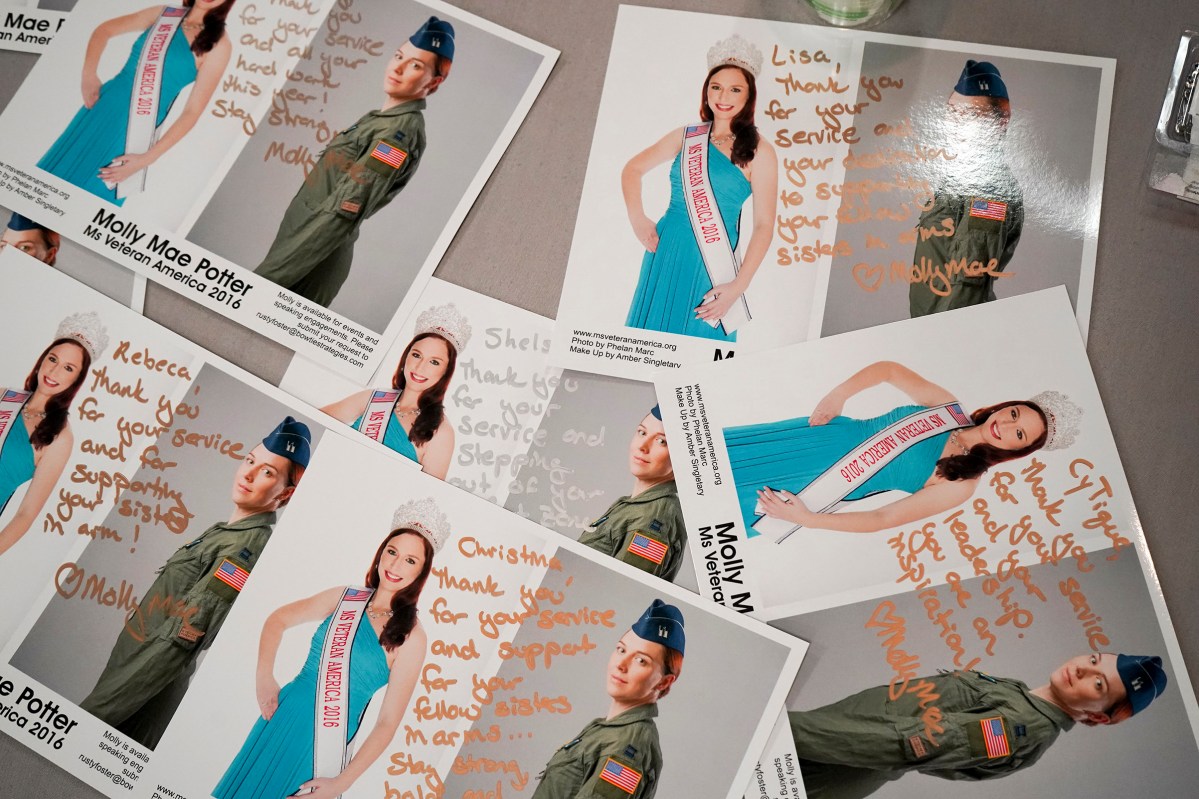 2017. Washington DC. USA. Official photos of Molly Mae Potter the Ms Veteran America 2016. Ms. Veteran America is a pageant for active duty and retired female members of the armed forces. Part beauty pageant, part talent competition, part test of strength and commitment, the event raises funds for Final Salute, an organization providing housing and support for homeless women veterans and their children. Some of the participants danced and some sang, but many gave testimonials of sexual assault, PTSD and homelessness. Lindsay Gutierrez won the 2017 competition. The keynote speaker was the original "Daisy Duke", Catherine Bach.