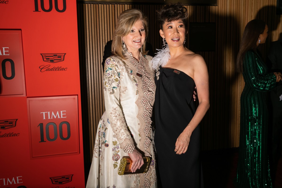 Arianna Huffington and Sandra Oh at the Time 100 Gala at Jazz at Lincoln Center in New York City on April 23, 2019.
